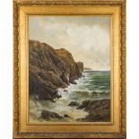 English School, late 19th Century- North Devon Coast,:- oil on canvas, 91 x 71cm.