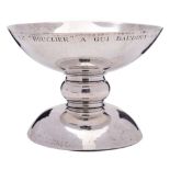 A George V hammered silver chalice, maker Thomas Bradbury & Sons Ltd, Sheffield, 1935: inscribed,