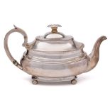 An George IV provincial silver teapot, maker ?P possibly Isaac Parkin, Exeter,