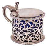 A Victorian silver drum mustard pot, maker SC possibly Susanna Cook, London,