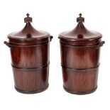A pair of mahogany twin handled wine cisterns in the 18th Century style:,