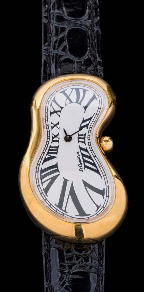 A gentleman's 'Salvador Dali' inspired 'Softwatch' quartz wristwatch: the white enamel dial in a