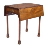 A George III mahogany Pembroke table:, with a rectangular hinged top,