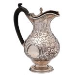 A George III Irish silver hot water jug, maker CV below a fleur-de-lys, Dublin,