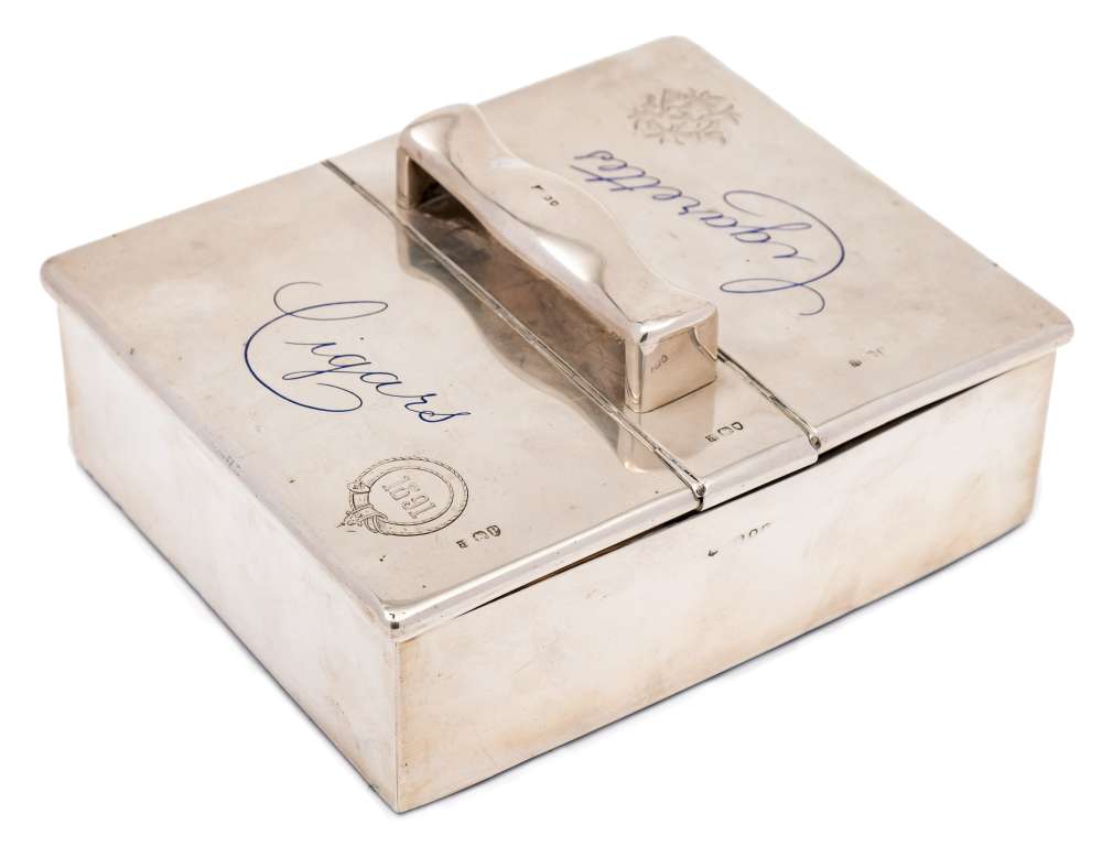 A Victorian silver and enamel cigar/cigarette box, maker George Wilkinson & Edward Hollins, London,