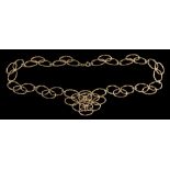 A 9ct gold contemporary oval-link necklace: of hammered finish, London import marks to the reverse,