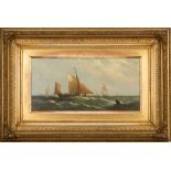 William Calcott Knell [1830-1880] - Fishing Yawl in Yarmouth Roads; Trawlers in a storm,:- two,