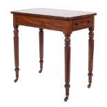 An early Victorian mahogany writing table:, of small size,