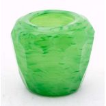 A Chinese Peking glass brushwasher: of mottled apple green colour imitating jadeite,