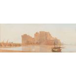 British School late 19th Century- Crusader Castle, Lebanon,:- signed with a monogram TS,