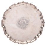 A Victorian silver salver, maker Susanna Cook, London, 1851: crested,