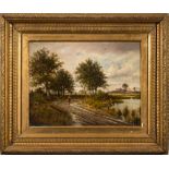 Joseph Paulman [19/20th Century]- A river landscape; Figure on a country lane,