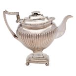 A William IV silver pedestal teapot, maker John Watson & Sons, Sheffield,
