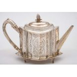 A George III silver teapot, maker Peter and Ann Bateman, London, 1781: initialled and inscribed,
