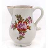 A Lowestoft sparrow beak cream jug: painted in 'Tulip Painter' style with a floral spray and
