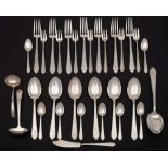 A collection of American sterling flatwares: initialled, includes table spoon, six dessert spoons,