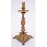 An 18th Century Spanish candlestick: with plain cylindrical nozzle,
