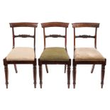 A set of ten William IV carved rosewood dining chairs:,