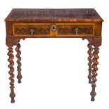 A walnut and sycamore banded rectangular side table in the William and Mary taste:,