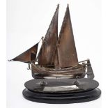 A Maltese silver presentation model of a ketch,