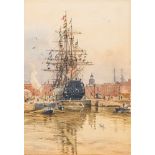 * Rowland Langmaid [1897-1956]- HMS Victory,:- signed watercolour, 28 x 19.5cm.