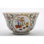 A Chinese famille rose medallion bowl: with flared rim and short cylindrical foot rim,