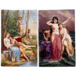 Two Continental porcelain plaques: of rectangular form,