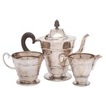 An Edward VII batchelor's silver three-piece coffee service, maker Henry Wigfull, Sheffield,