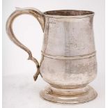 A George III silver tankard, maker's marks worn Dorothy Langlands, Newcastle 1806: initialled,