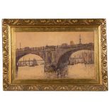 Rose Champion de Crespigny [1860-1935]- Through The Arches, Waterloo Bridge,:- signed, watercolour,