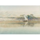 Frank Richards [1863-1935]- Dhow on the Nile,:- signed, watercolour, 51 x 70cm.