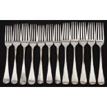 Twelve George III/IV Old English pattern dessert forks,