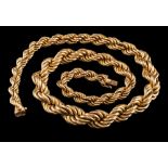 An 18ct gold graduated rope-twist necklace: approximately 43cm long, 51gms gross weight.