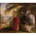 Attributed to John Fernley Junior [1815-1862]- The squire with horse and dogs and a gypsy family,