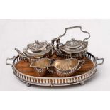 An Edward VII miniature silver tea service, with serving tray, maker Levi & Salaman, Birmingham,