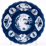 A Bow powder blue ground plate: with lobed rim,