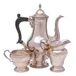 An Elizabeth II silver three-piece coffee service, maker Barker Ellis Silver Co, Birmingham,