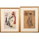 Toyoshige A Japanese woodblock print, Courtesan in traditional costume: 36 x 23cm,