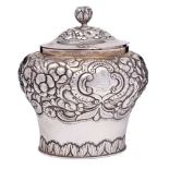 A George IV Irish silver tea caddy and cover, maker William Nolan, Dublin, 1826: crested,