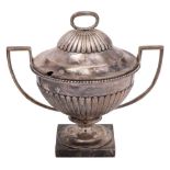 A Victorian silver pedestal sauce tureen and cover, maker Goldsmiths & Silversmiths Co, London,