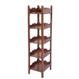 A 19th Century mahogany five tier whatnot:, of small size,