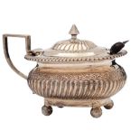 A Victorian silver lidded mustard pot, maker James Deakin & Sons, Sheffield,