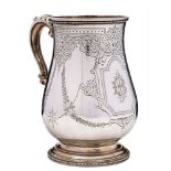 A Victorian provincial silver mug, maker Josiah Williams & Co, Exeter, 1875: initialled,
