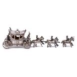 A Continental silver model of a ceremonial state carriage, bears import marks for Berthold Muller,