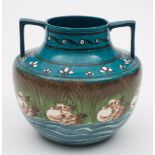 A Foley Art China 'Harjian' vase: of squat two handled form decorated with designs after Fanny