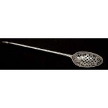 A George II silver mote spoon, maker Ebenezer Cokler, London,