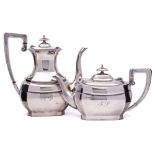 An Elizabeth II silver teapot and matching coffee pot, maker EP & Co, Sheffield, 1959: initialled,