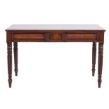 A William IV mahogany rectangular hall table:, containing two cushion frieze drawers,