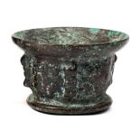 A 17th Century Spanish bronze mortar: with flared rim,