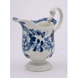 A Liverpool [Philip Christian] blue and white milk jug: of helmet shape with 'biting snake' handle,